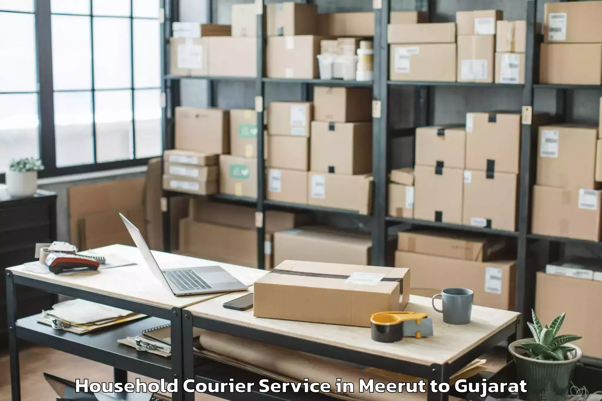 Affordable Meerut to Jasdan Household Courier